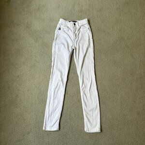 John John Womens White Skinny Jeans Tight Pants High Waist Brazil Petite Size 22